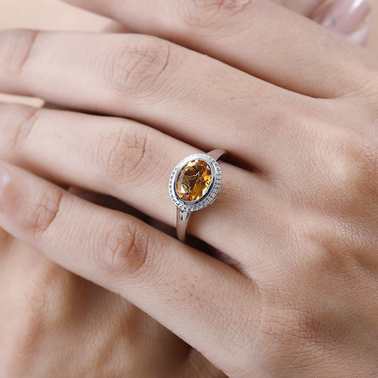 AA Serra Gaucha Citrin Ring, 925 Silber platiniert, ca. 1.63 ct