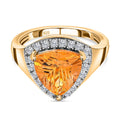 AA Serra Gaucha Citrin, Weißer Zirkon Ring, 925 Silber Gelbgold Vermeil, (Größe 17.00) ca. 3.65 ct