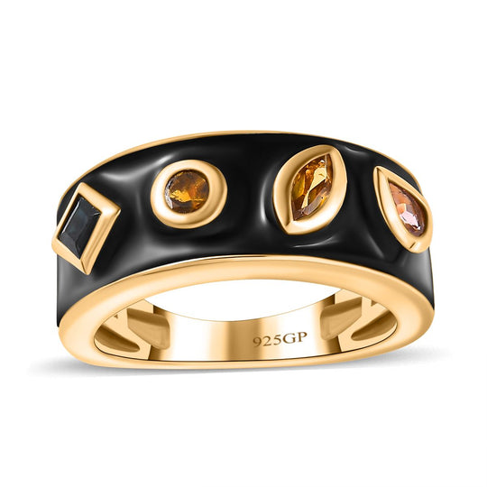 GP Royal Kollektion - mehrfarbige Turmalin Ring, 925 Silber Gelbgold Vermeil ca. 0.59 ct