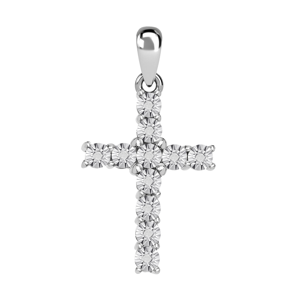 Weißer Diamant Anhänger 925 Silber platiniert ca. 0.05 ct