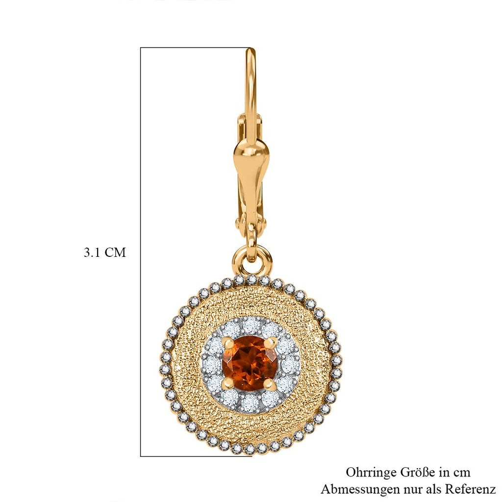 AA Serra Gaucha Citrin, Weißer Zirkon Ohrringe, 925 Silber Gelbgold Vermeil ca. 0.82 ct