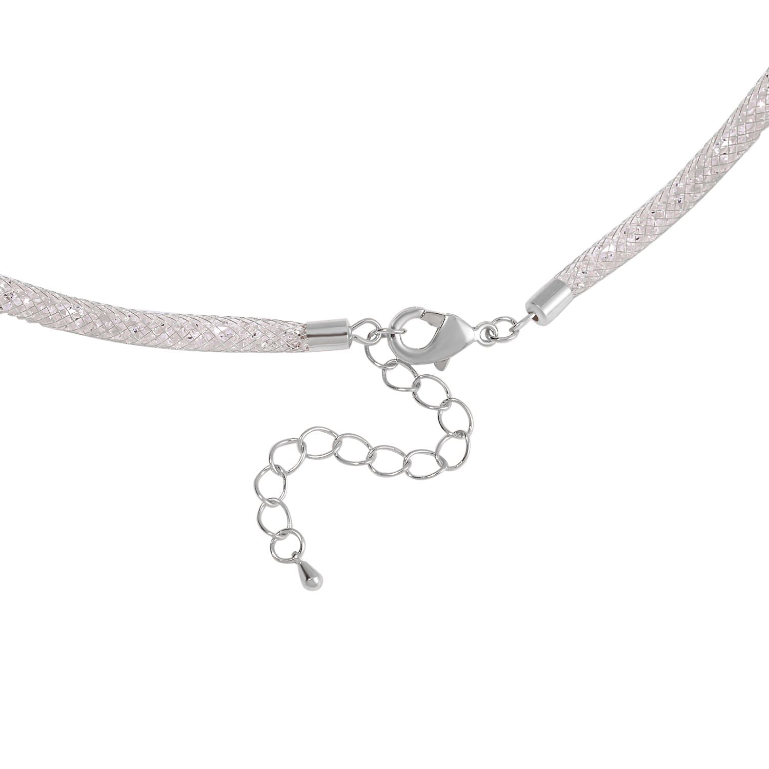 Weißer Kristall Halskette ca. 75 cm Reines Messing