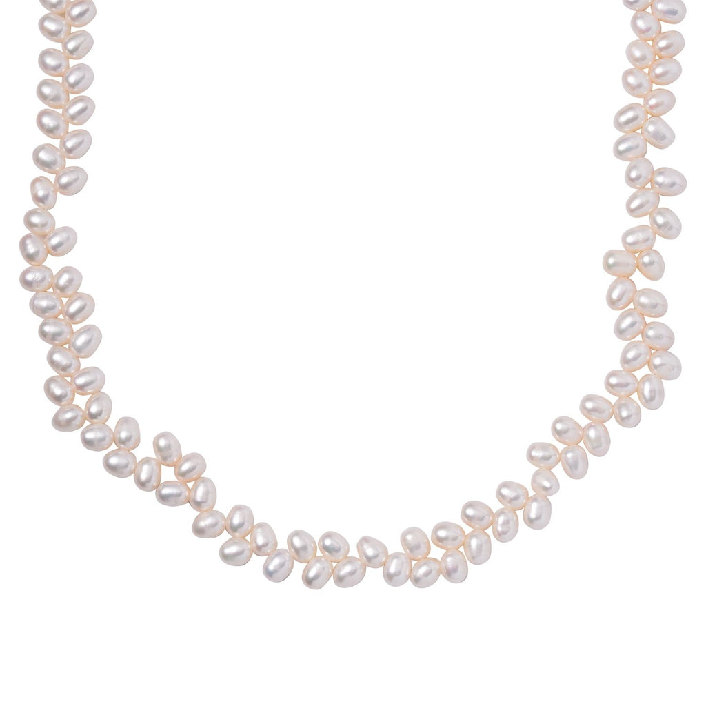 Weiße Süßwasser Perle Halskette ca. 45 cm 925 Silber rhodiniert