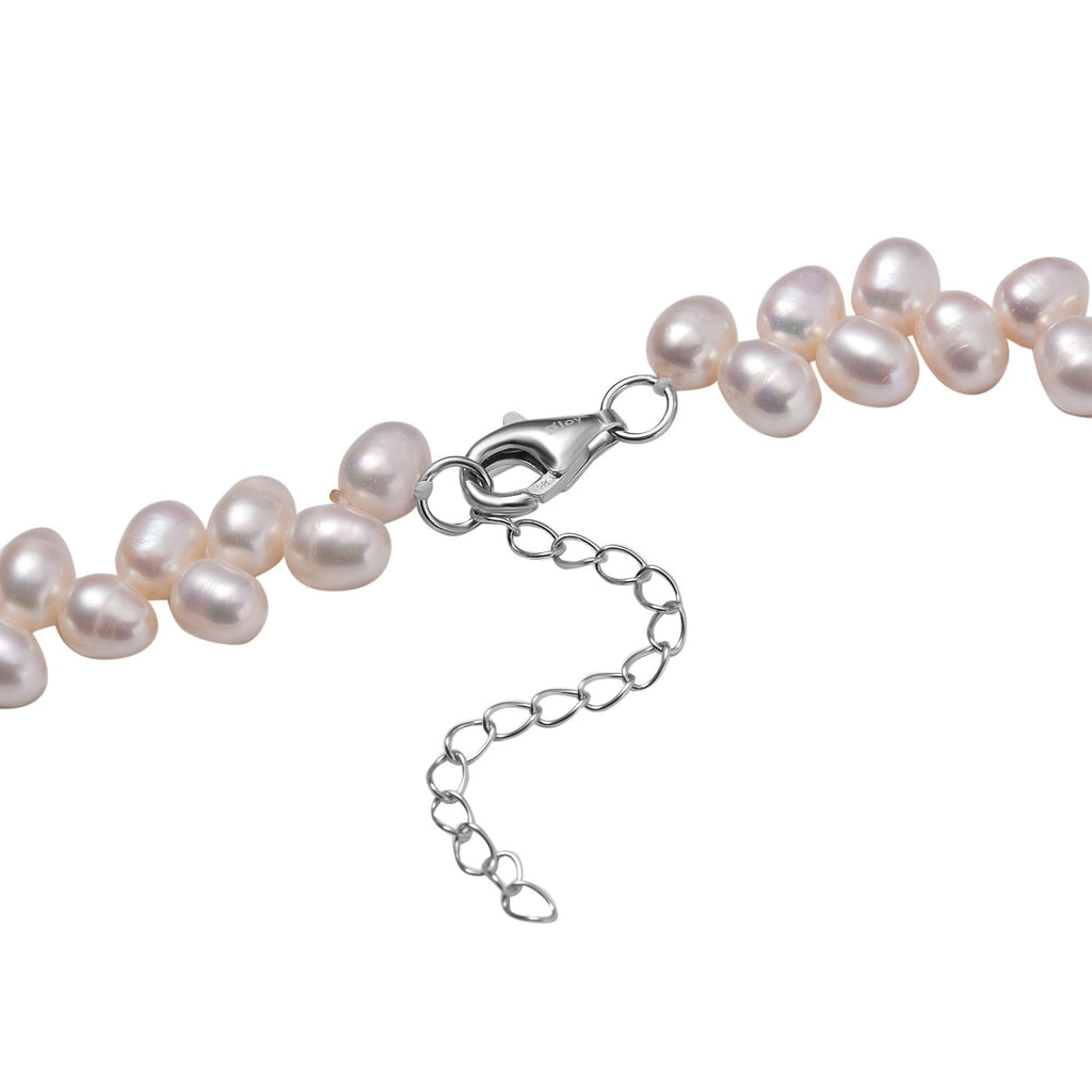Weiße Süßwasser Perle Halskette ca. 45 cm 925 Silber rhodiniert