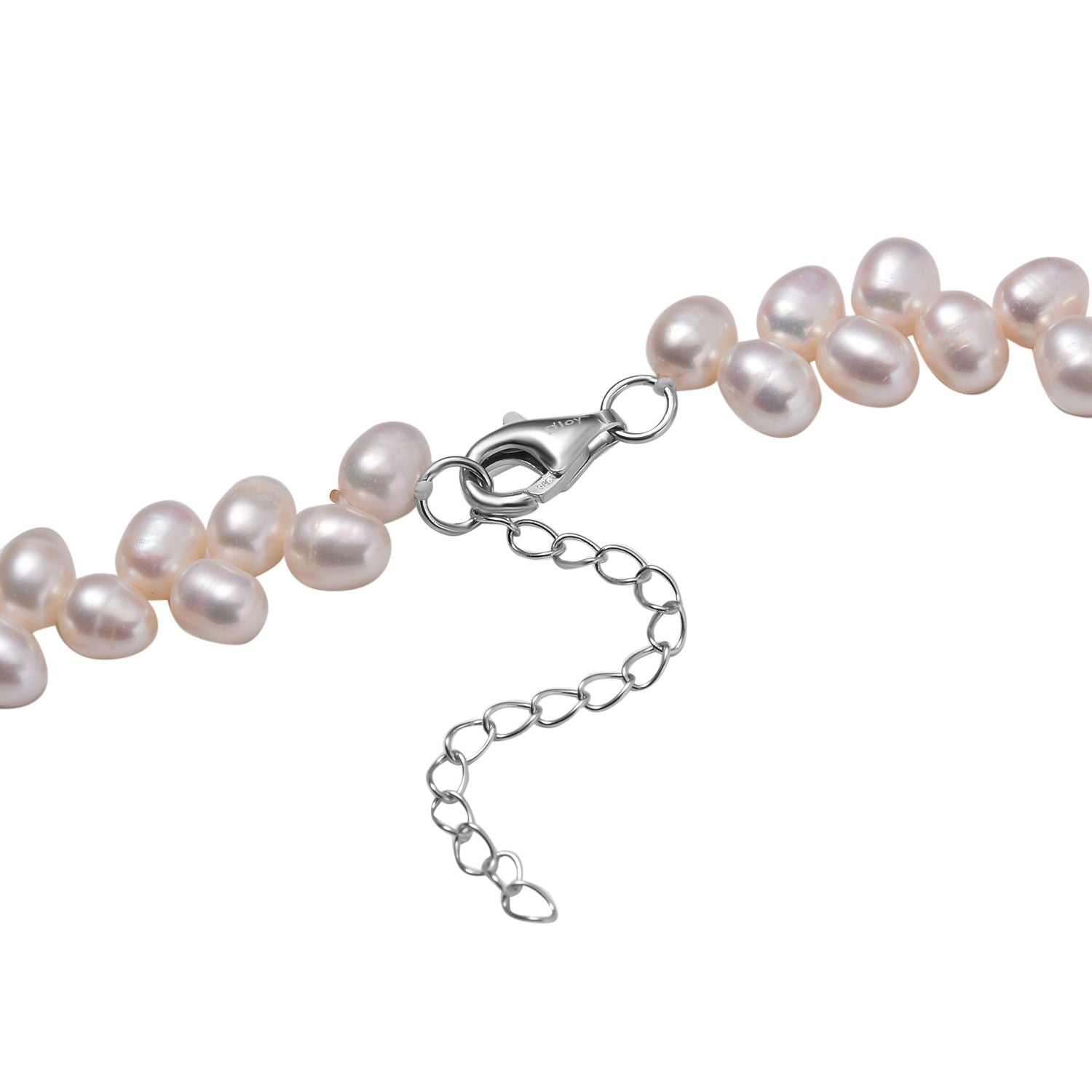 Weiße Süßwasser Perle Halskette ca. 45 cm 925 Silber rhodiniert