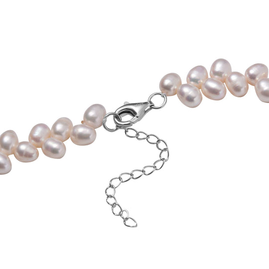 Weiße Süßwasser Perle Halskette ca. 45 cm 925 Silber rhodiniert