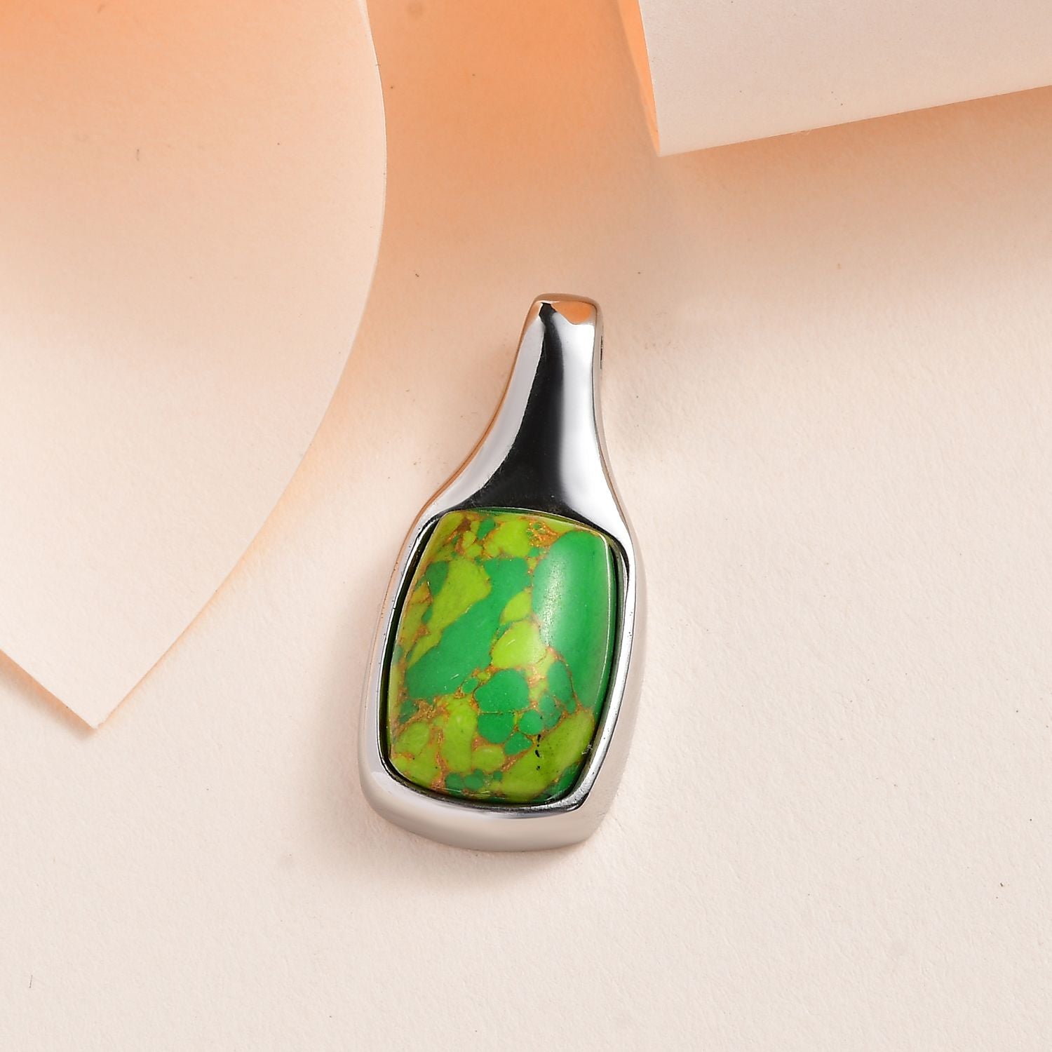 Grünes Türkis Anhänger, 316L Edelstahl , ca. 12.87 ct