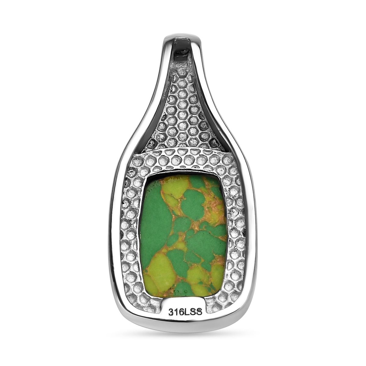 Grünes Türkis Anhänger, 316L Edelstahl , ca. 12.87 ct