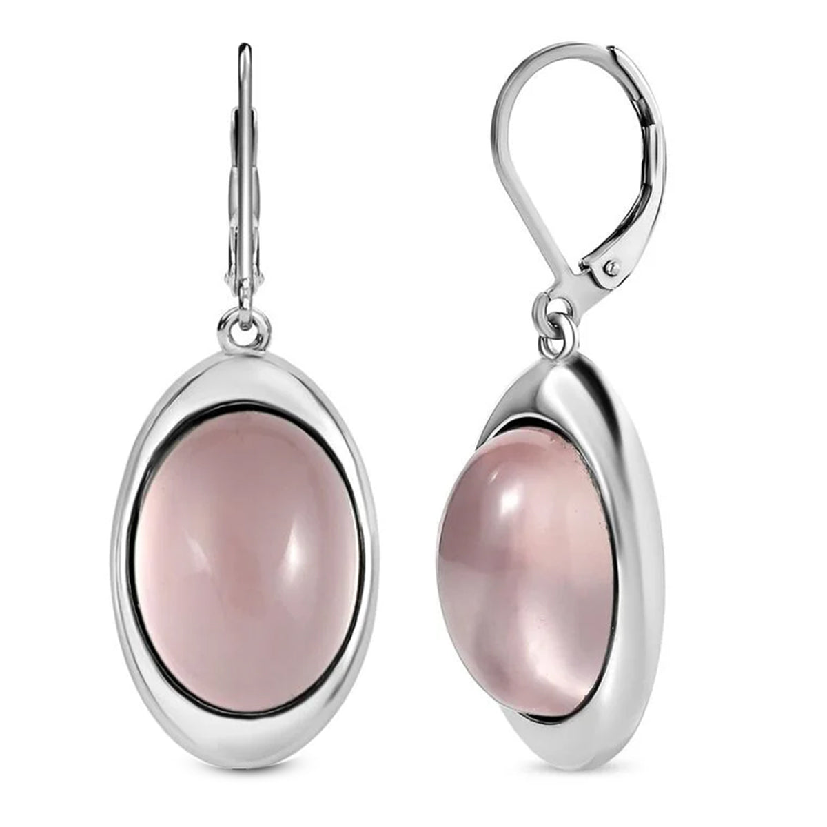 Rosenquarz Ohrringe Edelstahl ca. 19.79 ct