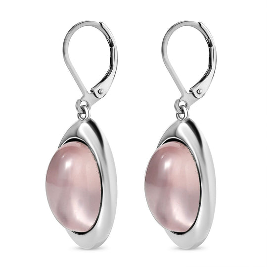 Rosenquarz Ohrringe Edelstahl ca. 19.79 ct