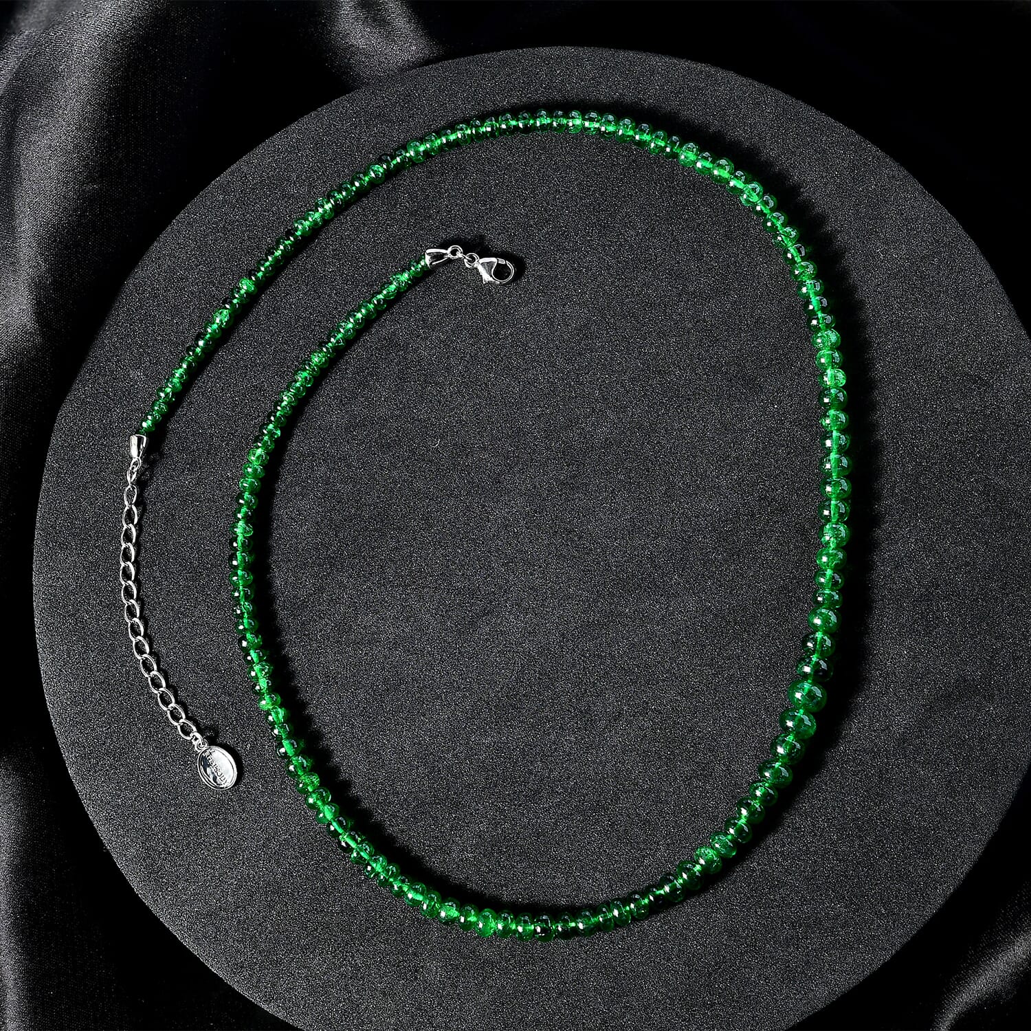 AAAA Tsavorite Granat Halskette ca. 45 cm 950 Platin ca. 93,87 ct.
