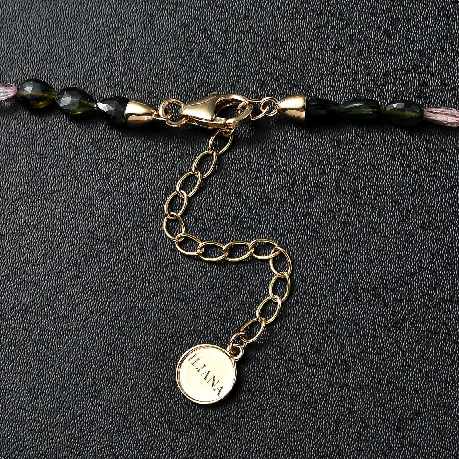 AAAA Mehrfarbig-Turmalin Halskette ca. 45 cm+ 5 cm extender, AGI zertifiziert, 750 Gold ca. 50.00 ct