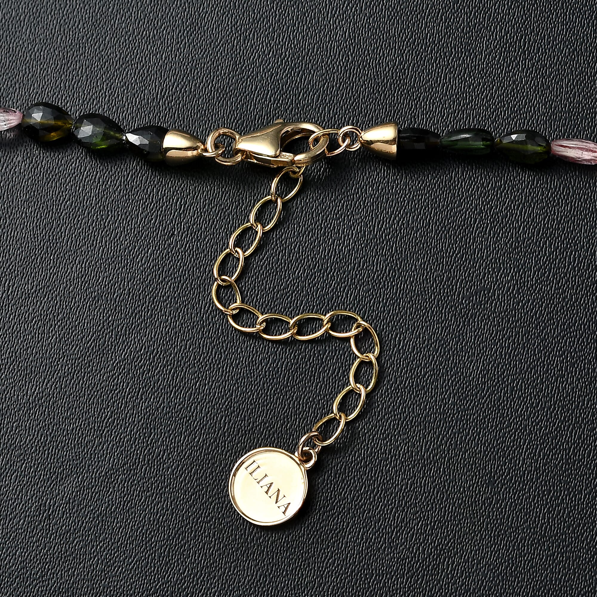 AAAA Mehrfarbig-Turmalin Halskette ca. 45 cm+ 5 cm extender, AGI zertifiziert, 750 Gold ca. 50.00 ct