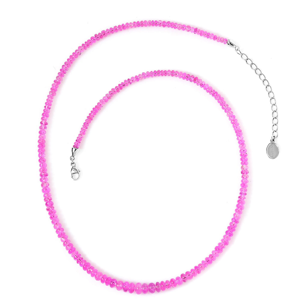 AAAA Rosa Saphir Halskette, AGI zertifiziert und geprüft, ca. 45 cm+ 5 cm extender, 950 Platin ca. 65.00 ct