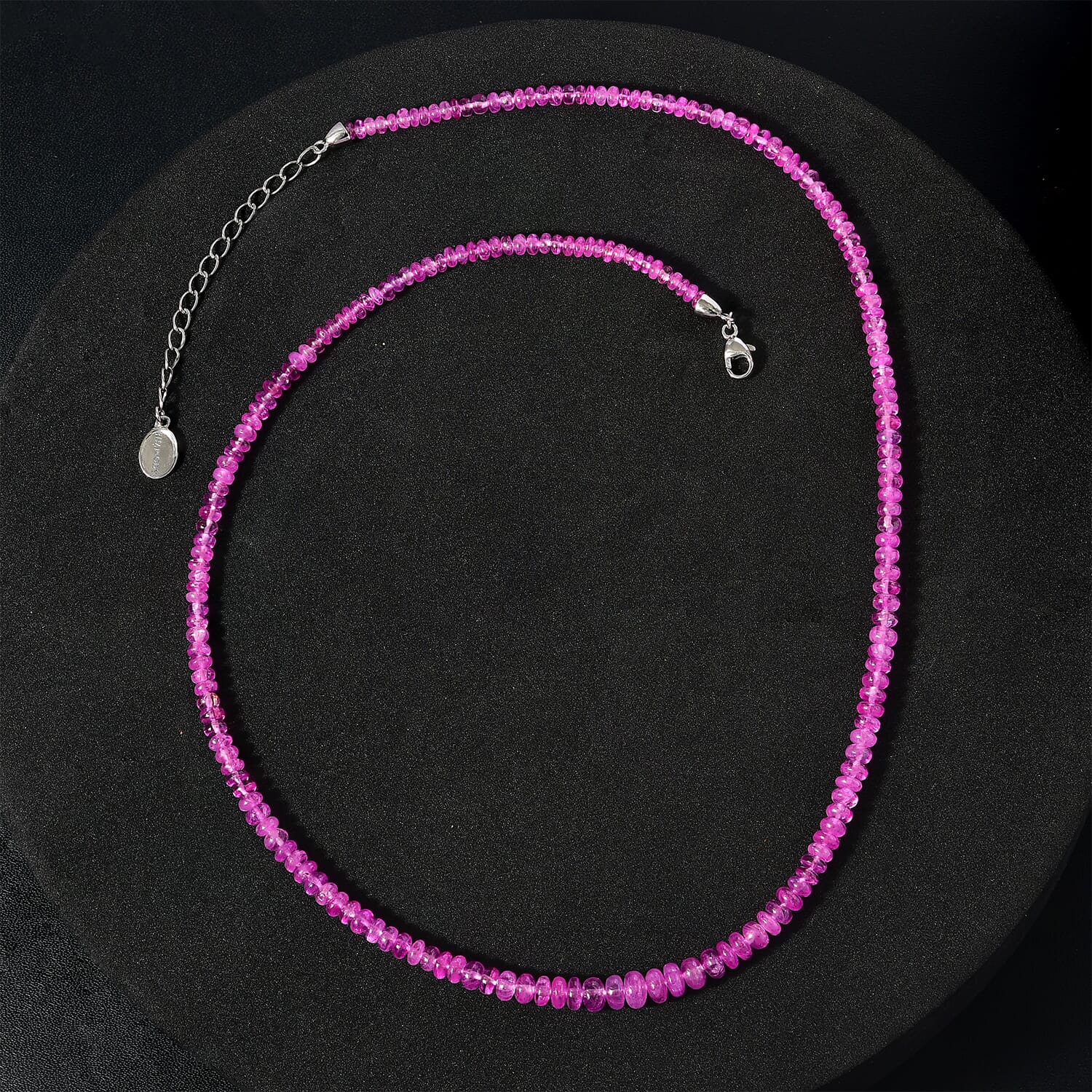 AAAA Rosa Saphir Halskette, AGI zertifiziert und geprüft, ca. 45 cm+ 5 cm extender, 950 Platin ca. 65.00 ct