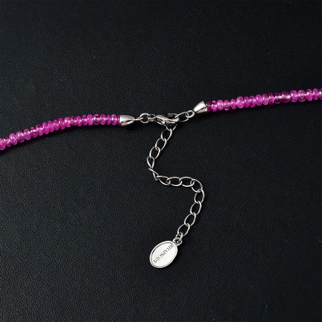 AAAA Rosa Saphir Halskette, AGI zertifiziert und geprüft, ca. 45 cm+ 5 cm extender, 950 Platin ca. 65.00 ct