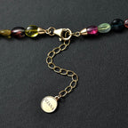 ILIANA - AAA Mehrfarbige-Turmalin Halskette, ca. 45 cm+ 5 cm extender, AGI zertifiziert und geprüft, 750 Gold, ca. 105 ct