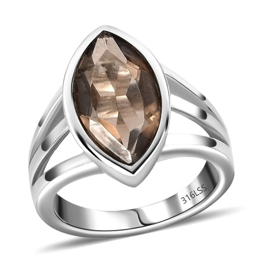 Rauchquarz Ring, Edelstahl ca. 3.63 ct
