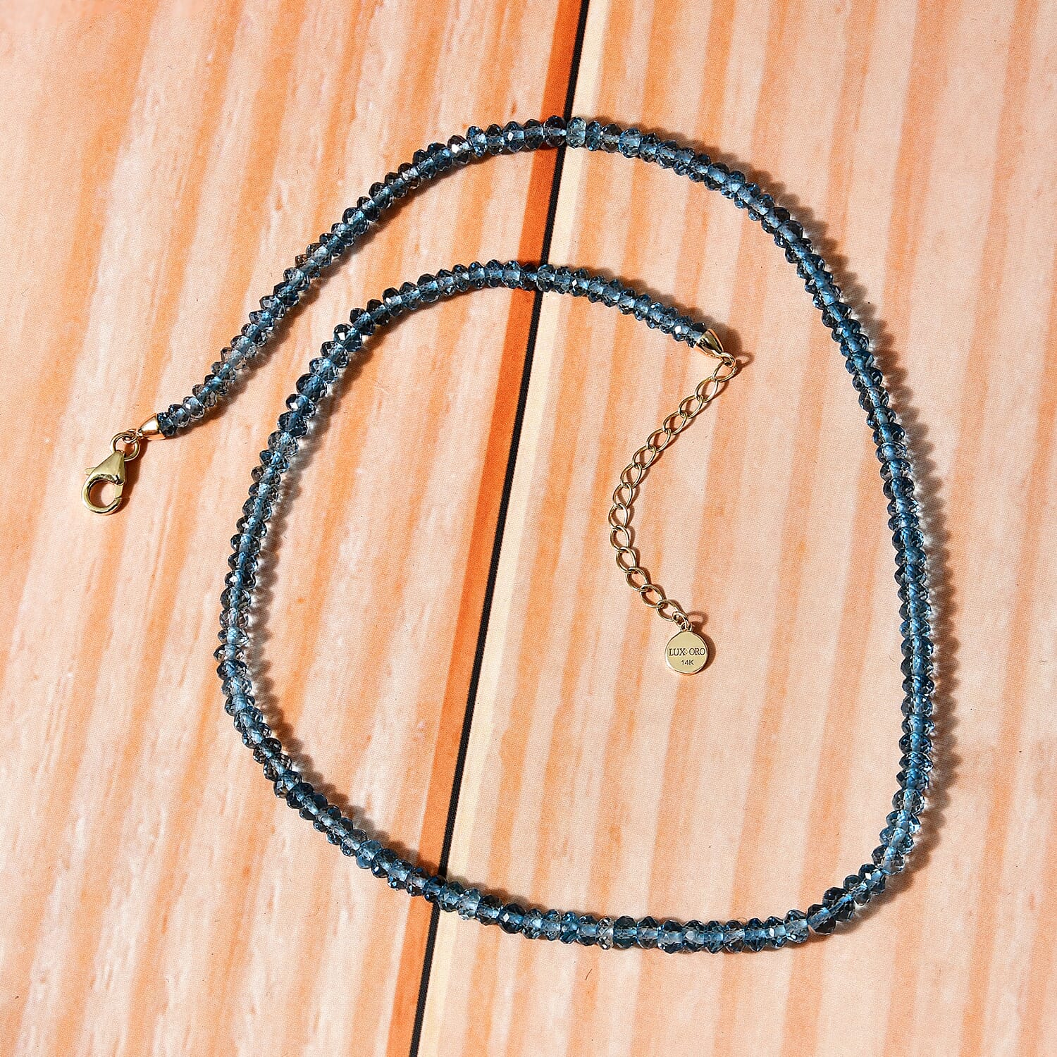 AAAA London Blau Topas Halskette ca. 45 cm 585 Gold ca. 89,91 ct.
