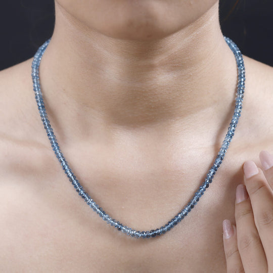 AAAA London Blau Topas Halskette ca. 45 cm 585 Gold ca. 89,91 ct.