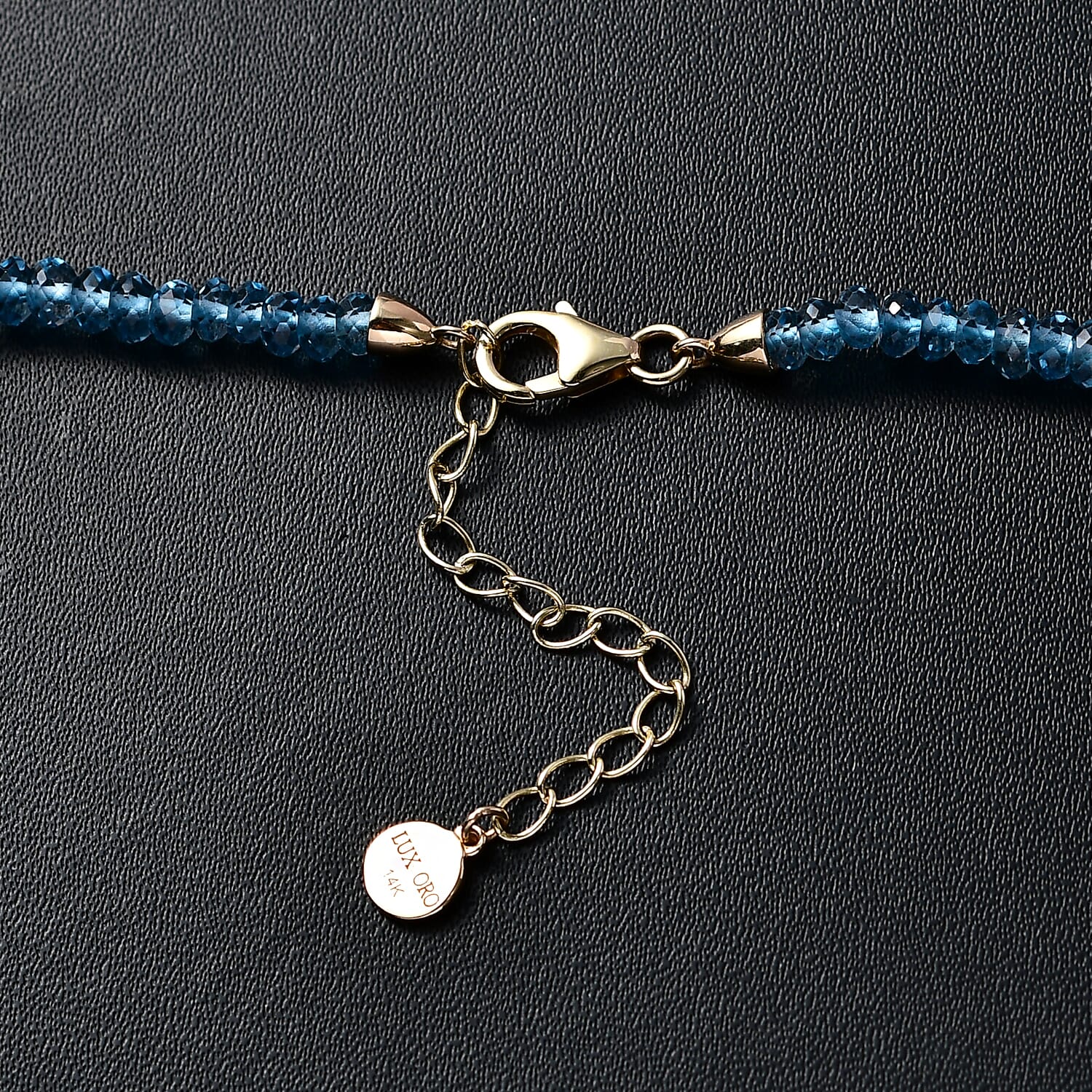 AAAA London Blau Topas Halskette ca. 45 cm 585 Gold ca. 89,91 ct.