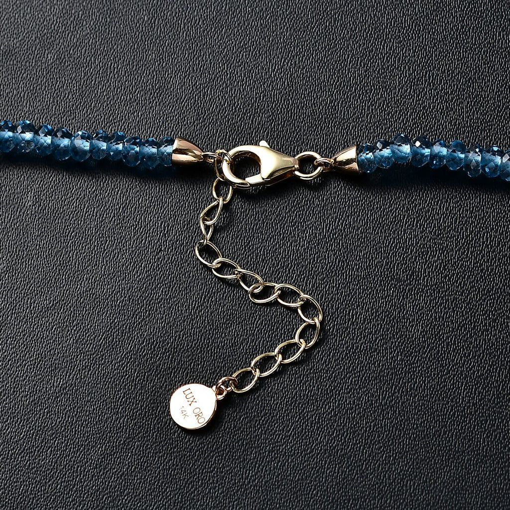 AAAA London Blau Topas Halskette ca. 45 cm 585 Gold ca. 89,91 ct.