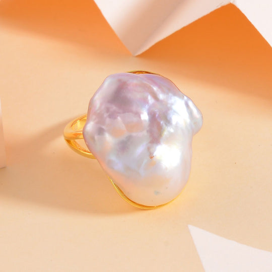 Süßwasser Perle Ring, 925 Silber vergoldet 11.50 ct