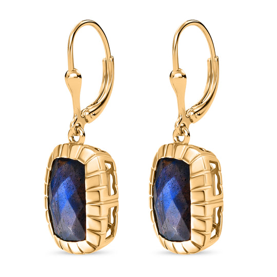AAA Labradorit Ohrringe, 925 Silber Gelbgold Vermeil, ca. 8.53 ct