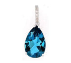 AAA London Blau Topas, Weißer Diamant Anhänger 417 Gold ca. 7,25 ct.