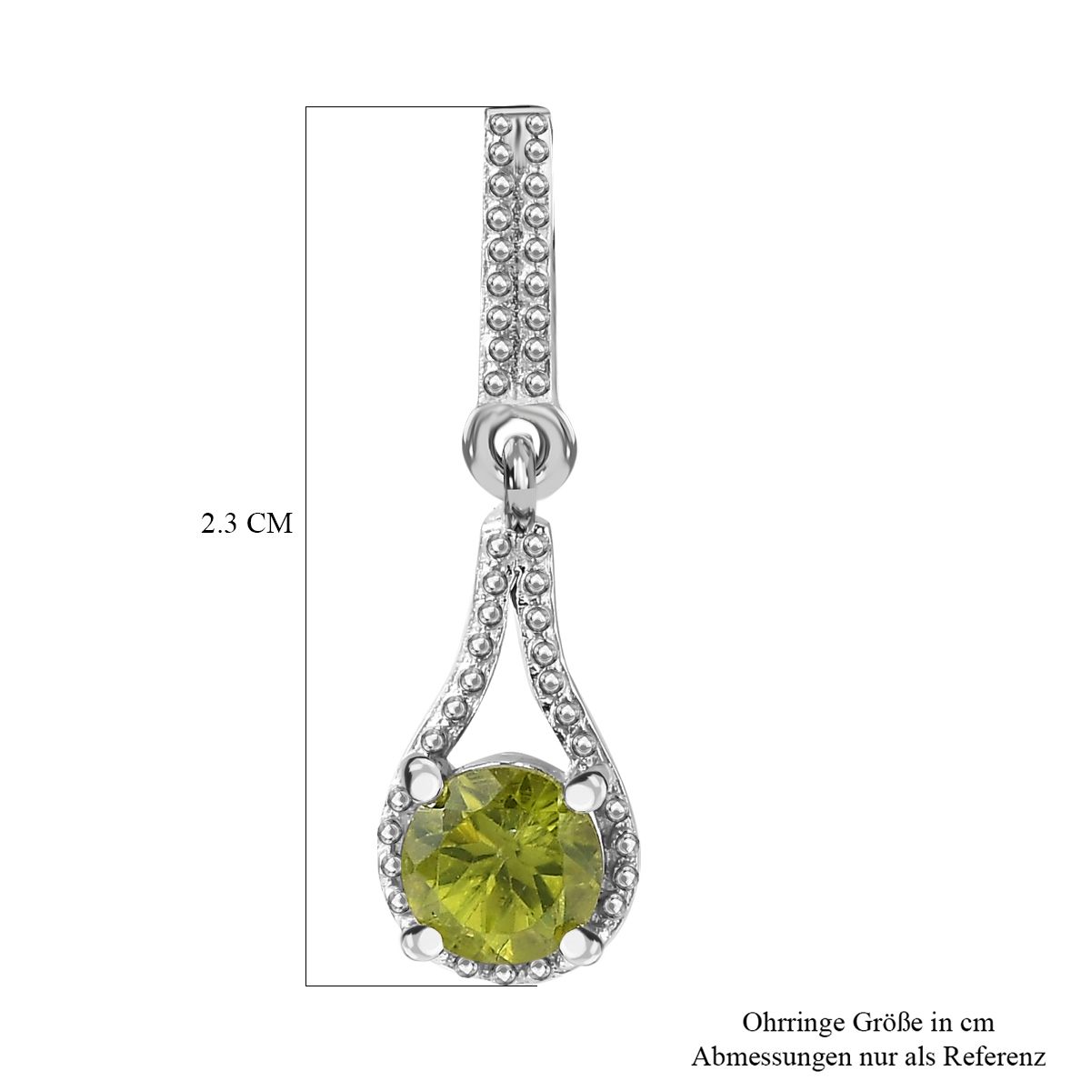 Peridot Ohrringe 925 Silber platiniert ca. 1.09 ct