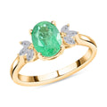 Iliana AAA Kagem Sambischer Smaragd, Weißer Diamant AGI zertifiziert Ring 750 Gold (Größe 16.50) ca. 1.35 ct