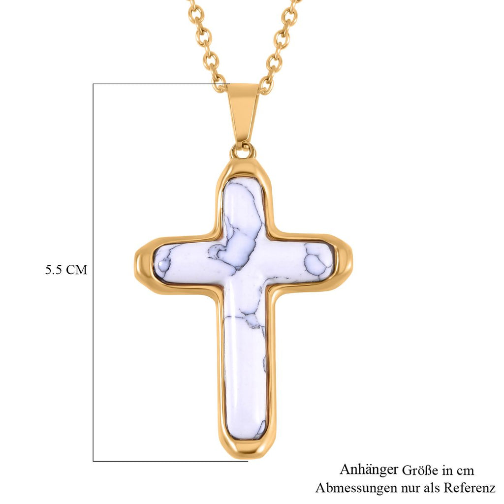 Howlit Halskette ca. 50 cm Reiner Edelstahl IP-Gelbbeschichtung ca. 7,00 ct.