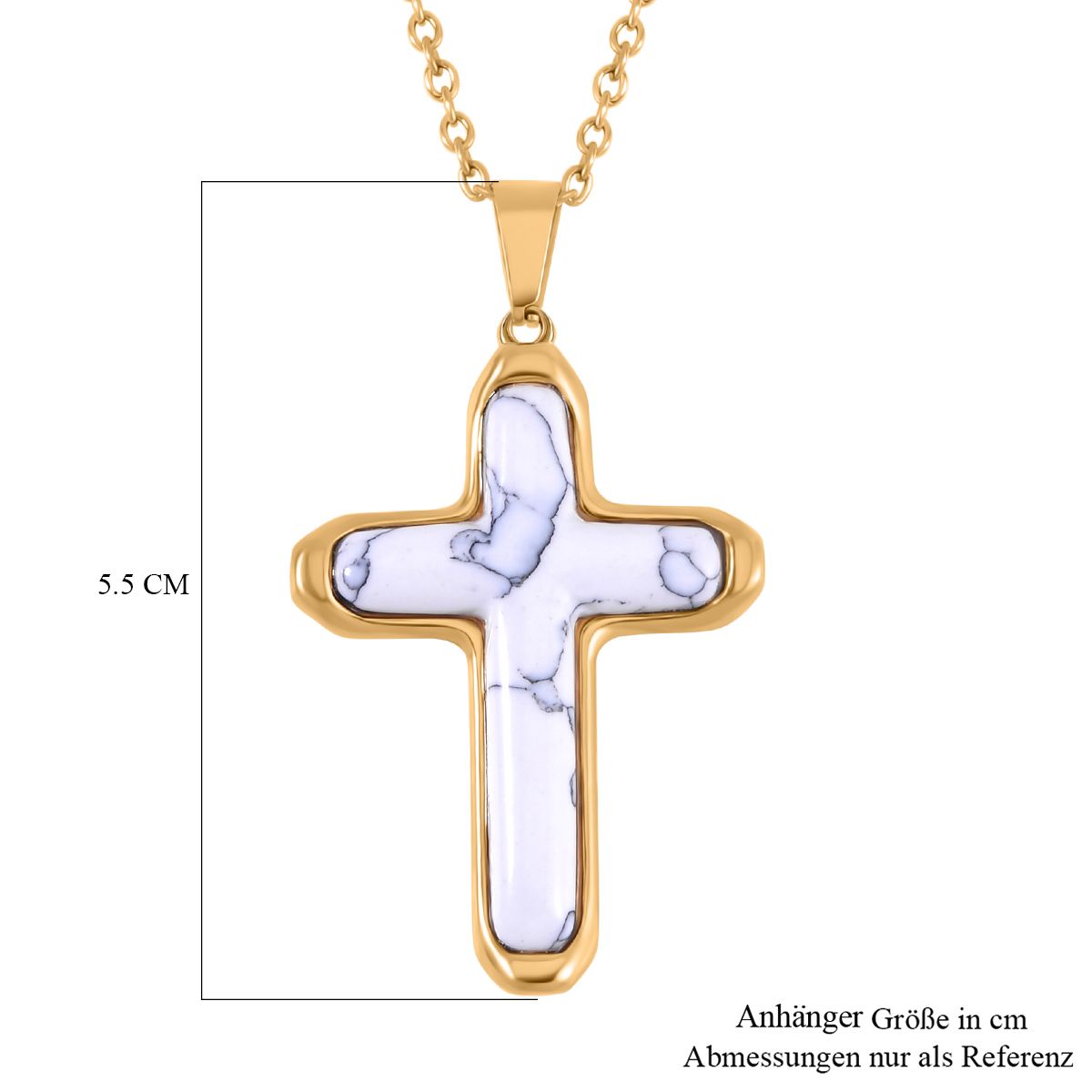 Howlit Halskette ca. 50 cm Reiner Edelstahl IP-Gelbbeschichtung ca. 7,00 ct.