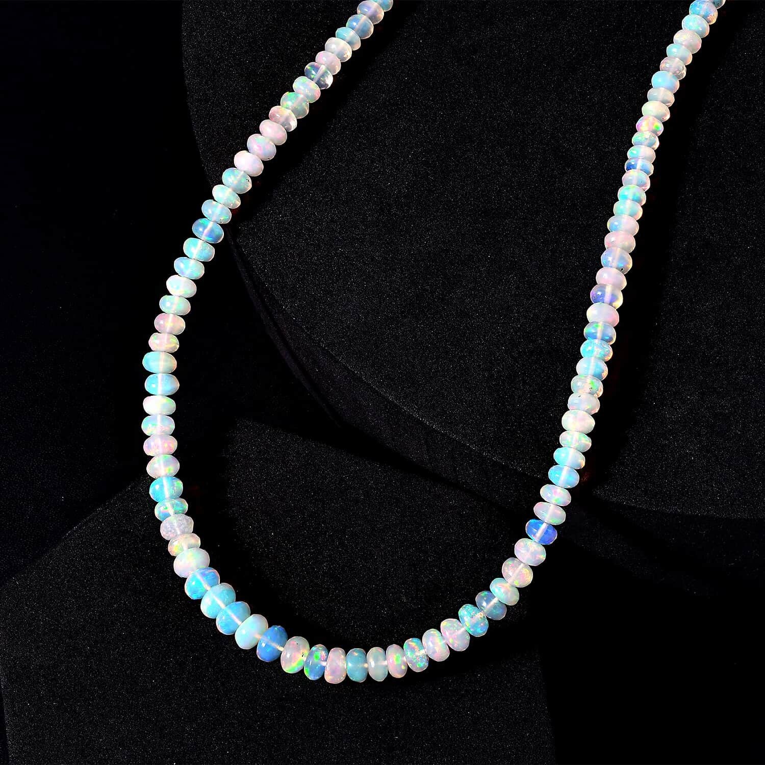 AAA Natürlicher, äthiopischer Welo Opal Halskette ca. 45 cm 585 Gold ca. 48,75 ct.