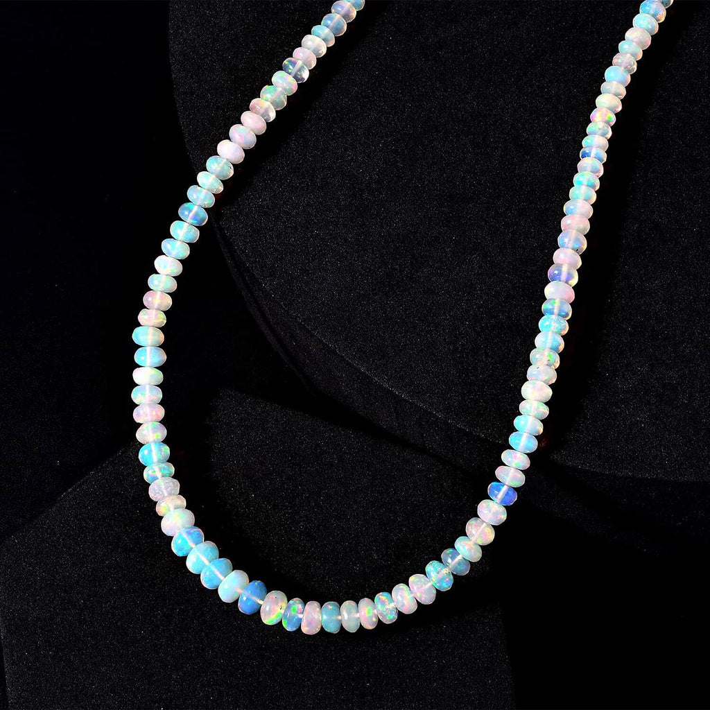 AAA Natürlicher, äthiopischer Welo Opal Halskette ca. 45 cm 585 Gold ca. 48,75 ct.