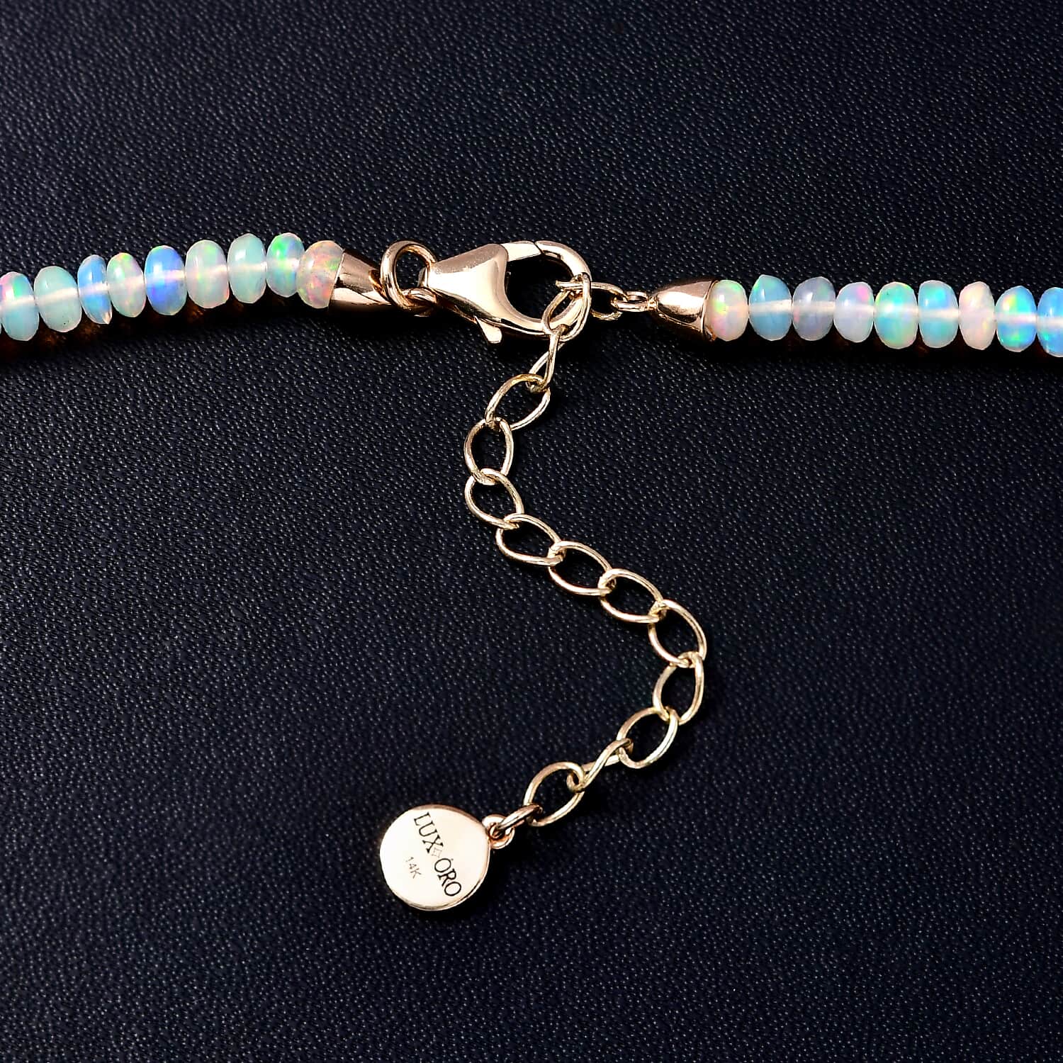 AAA Natürlicher, äthiopischer Welo Opal Halskette ca. 45 cm 585 Gold ca. 48,75 ct.