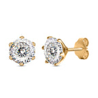 120 Facetten Moissanit Ohrringe, 585 Gelbgold, ca. 1.48 ct