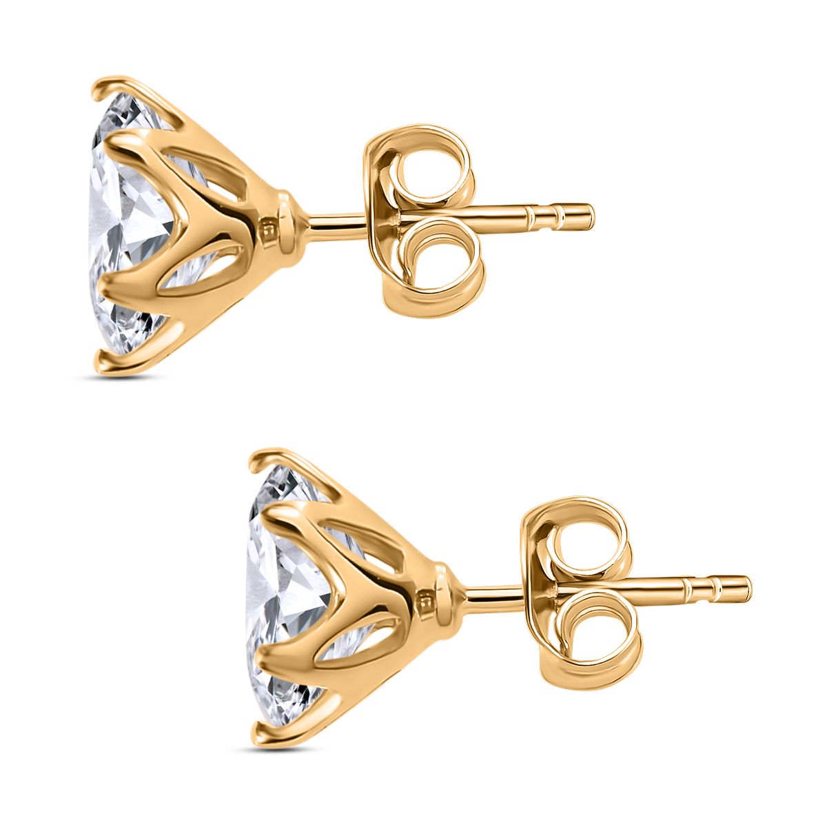 120 Facetten Moissanit Ohrringe, 585 Gelbgold, ca. 1.48 ct