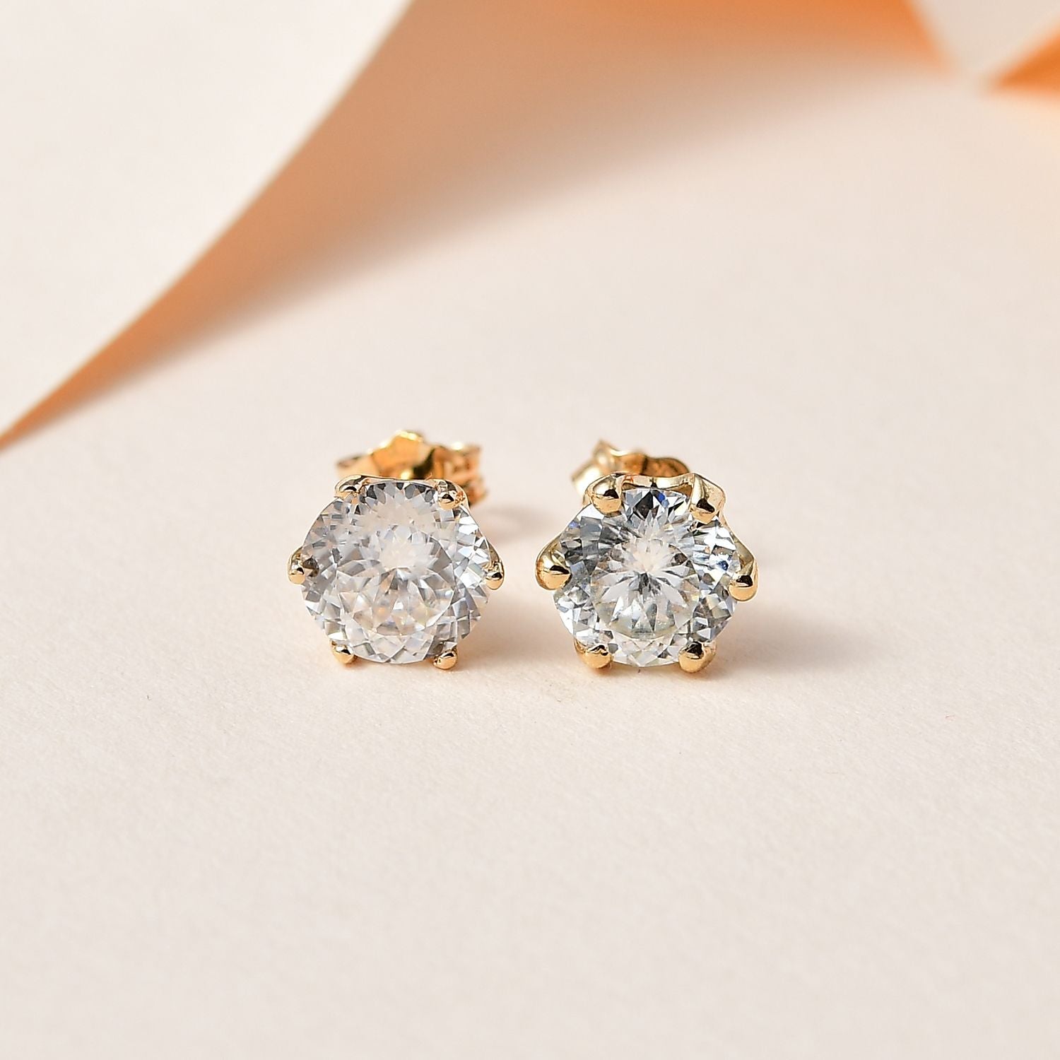 120 Facetten Moissanit Ohrringe, 585 Gelbgold, ca. 1.48 ct