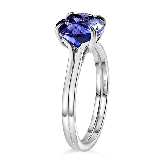 AAAA Tansanit, Weißer Diamant Ring 950 Platin ca. 4.88 ct
