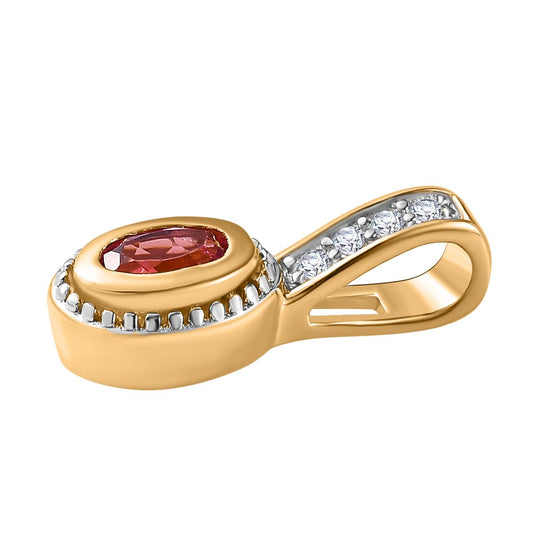 Ouro Fino Rubellit, Weißer Zirkon Anhänger 925 Silber Gelbgold Vermeil ca. 0.29 ct