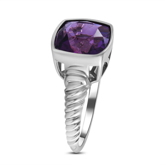 Afrikanischer Amethyst Ring, 925 Silber rhodiniert ca. 4.30 ct
