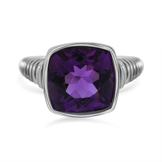 Afrikanischer Amethyst Ring, 925 Silber rhodiniert ca. 4.30 ct