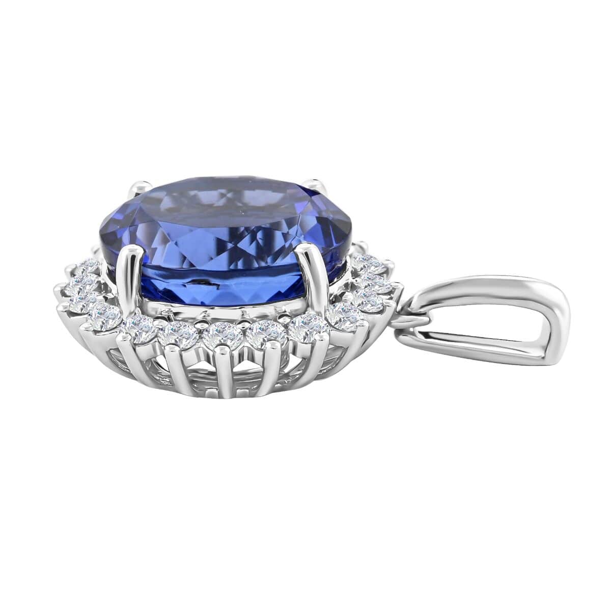 Rhapsody AAAA Tansanit, Weißer Diamant Anhänger 950 Platin ca. 4,50 ct.