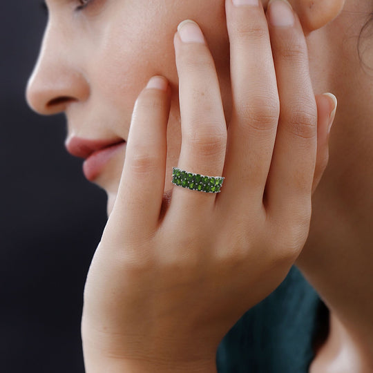 Natürlicher Chromdiopsid Ring, 925 Silber rhodiniert, , ca. 2.80 ct