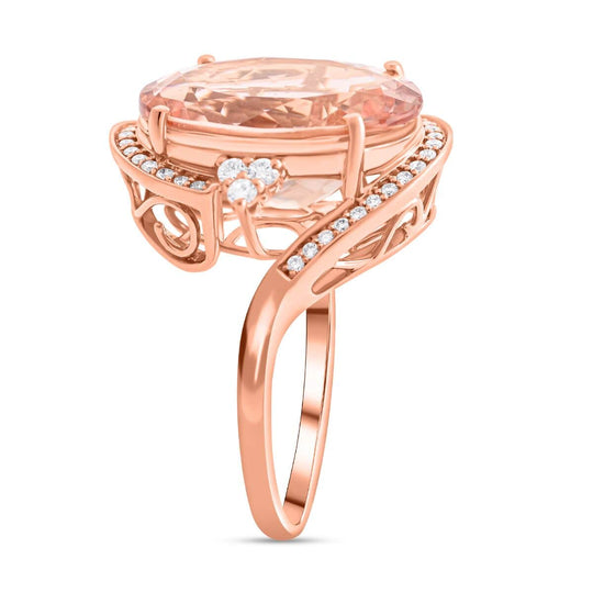 Iliana AAA Morganit, Weißer Diamant Ring 750 Gold ca. 11,50 ct
