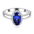 AAAA Tansanit, Weißer Diamant Ringe 950 Platin (Größe 17.00) ca. 1,84 ct