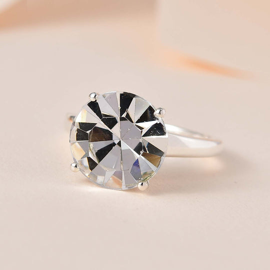Weißer Kristall Ring, 925 Silber
