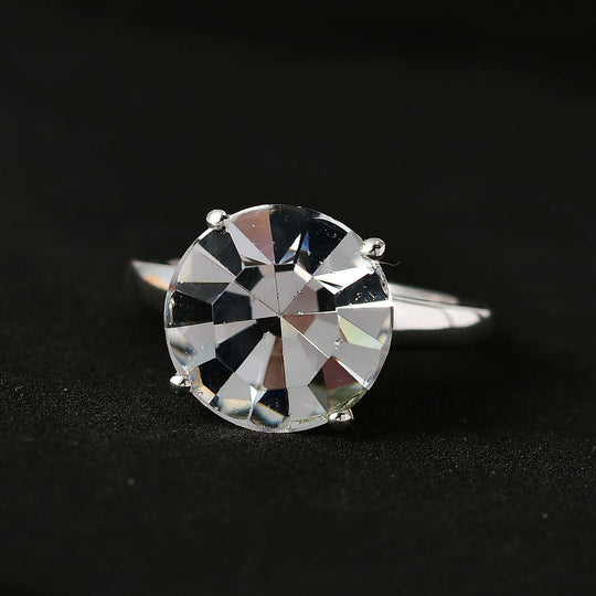 Weißer Kristall Ring, 925 Silber