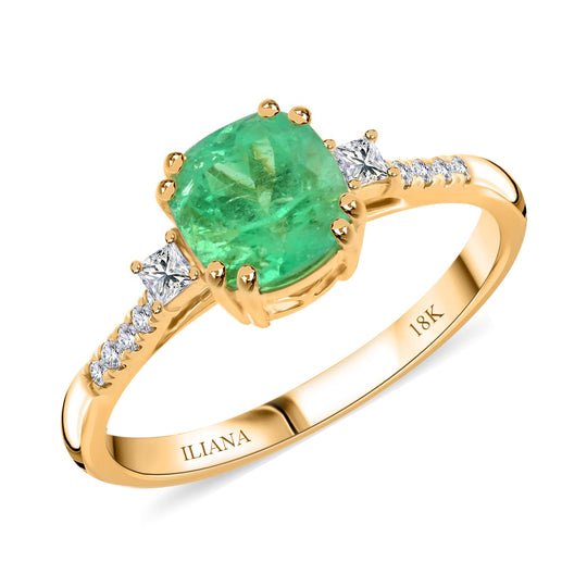 Iliana AAA Kolumbianischer Smaragd, Weißer Diamant Ring 750 Gold (Größe 20.00) ca. 1.80 ct
